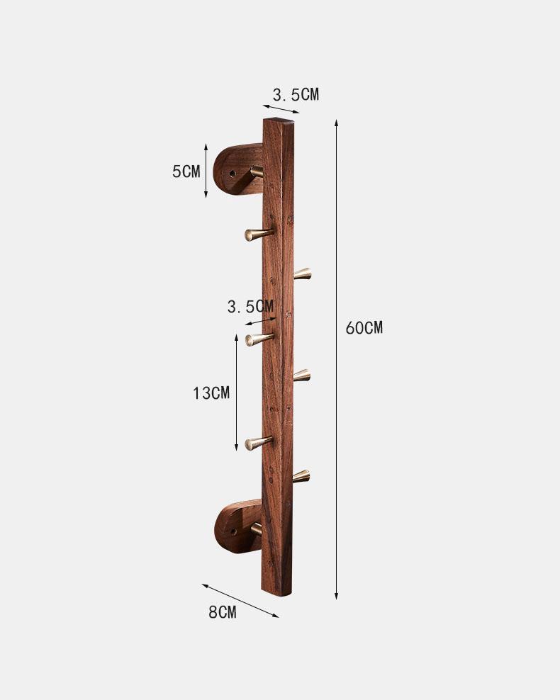 Creative Solid Wood Bathroom Coat Hook Towel Hook Black Walnut Row Hook Toilet Porch Door Back Wall Mounted Coat Hat Hooks