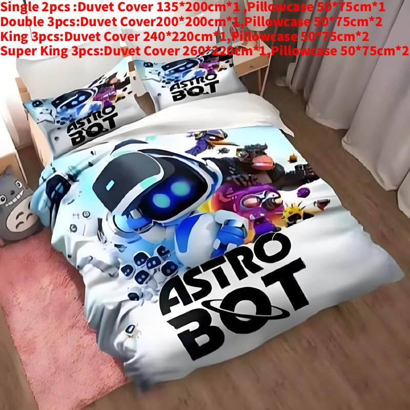 Cartoon Bot Astro Bedding Duvet Cover Pillow Case Set Single Double Bedroom