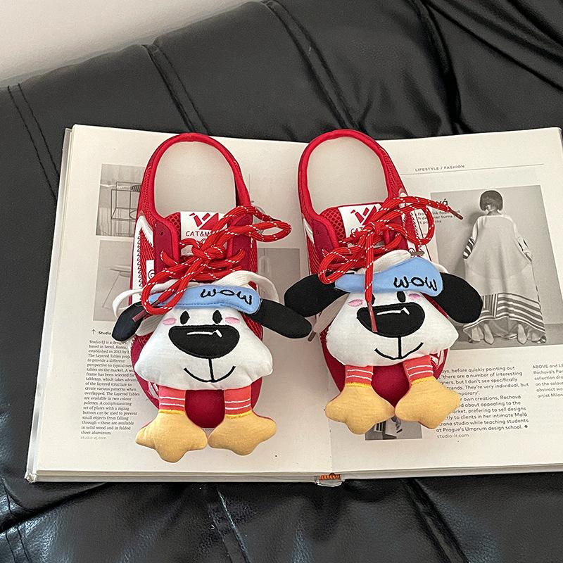 Fashion Retro Doll Accessories Bag Head Half Slippers Women's Summer Design Sense Mesh Casual Versatile Flat Bottom Slippers Tide