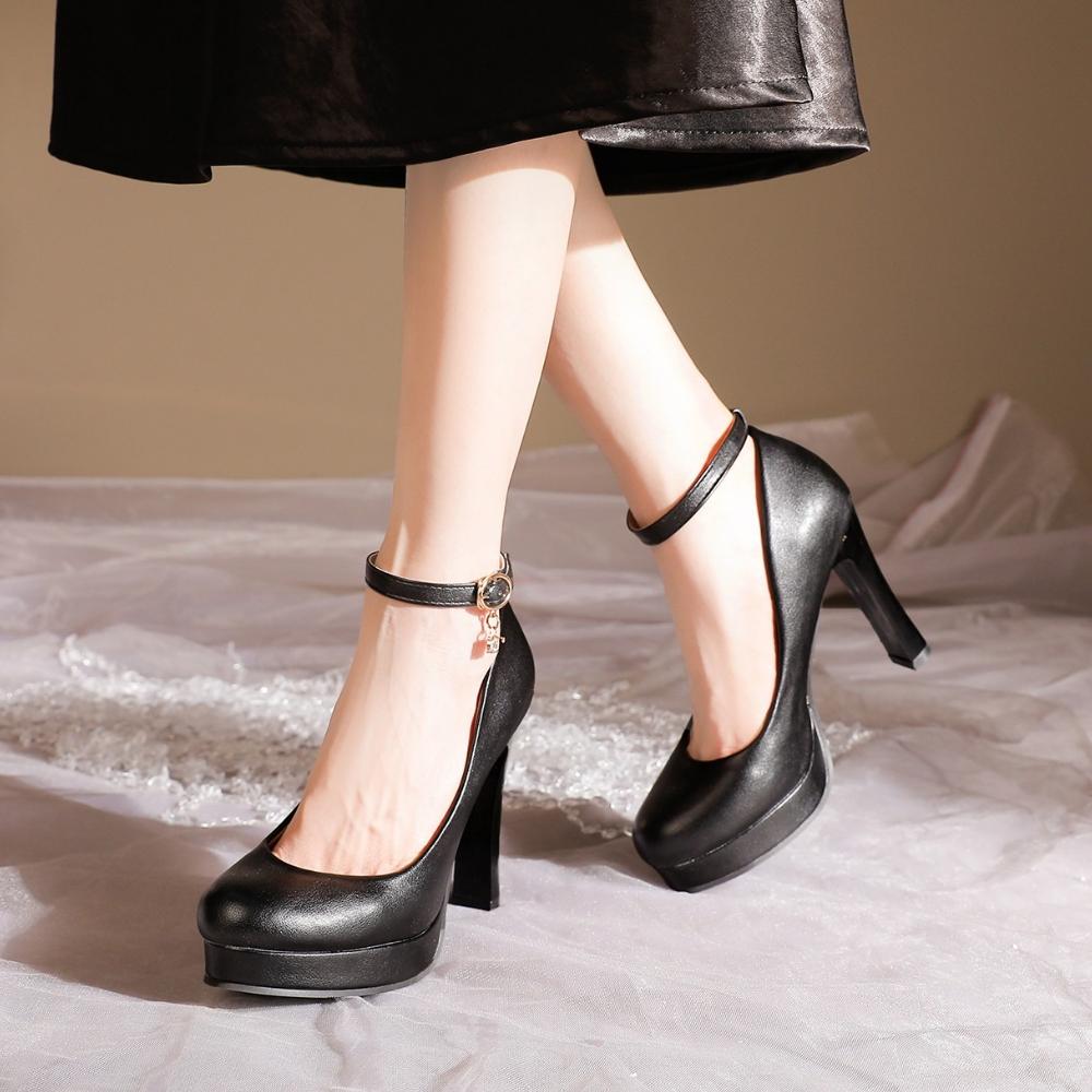 Moda 2025 Damskie Czarne Szpilki Wiosenne Codzienne Buty Damskie Szpilki Jednokolorowe Buty na Koturnie Duże Rozmiary Szpilki Rozmiar 34-40