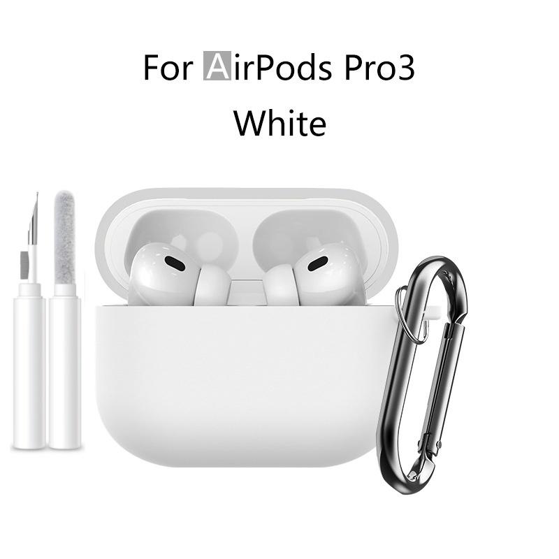 New 2025 For Apple Airpods Pro 3 Case Soft Silicone Full Protective Cover with Cleaning Kit and Keychain for Airpods Pro 3 Case