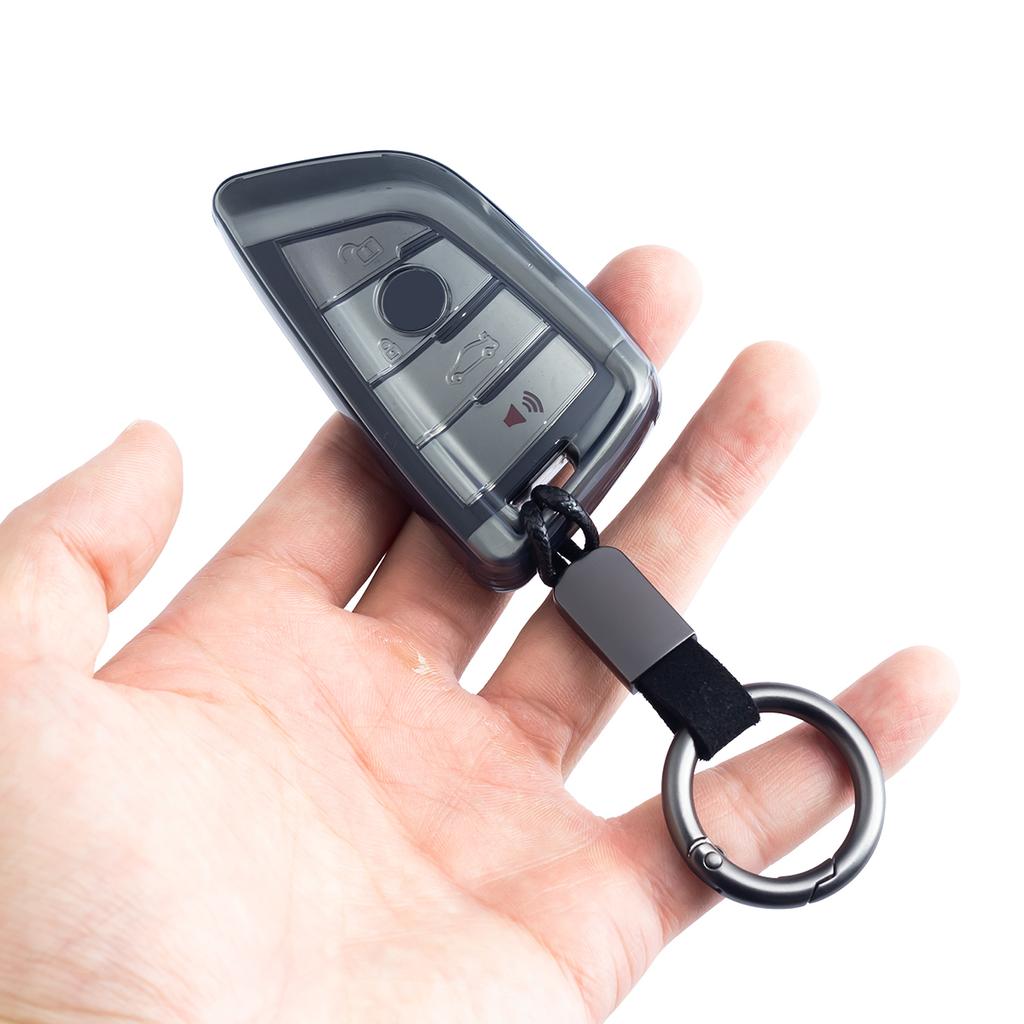 Slim Car Key Fob Case Cover Chain For BMW X1 X2 X3 X4 X5 X6 X7 118i 120i 220i 320i 330i 430i 530i 540i 740i Black Transparent