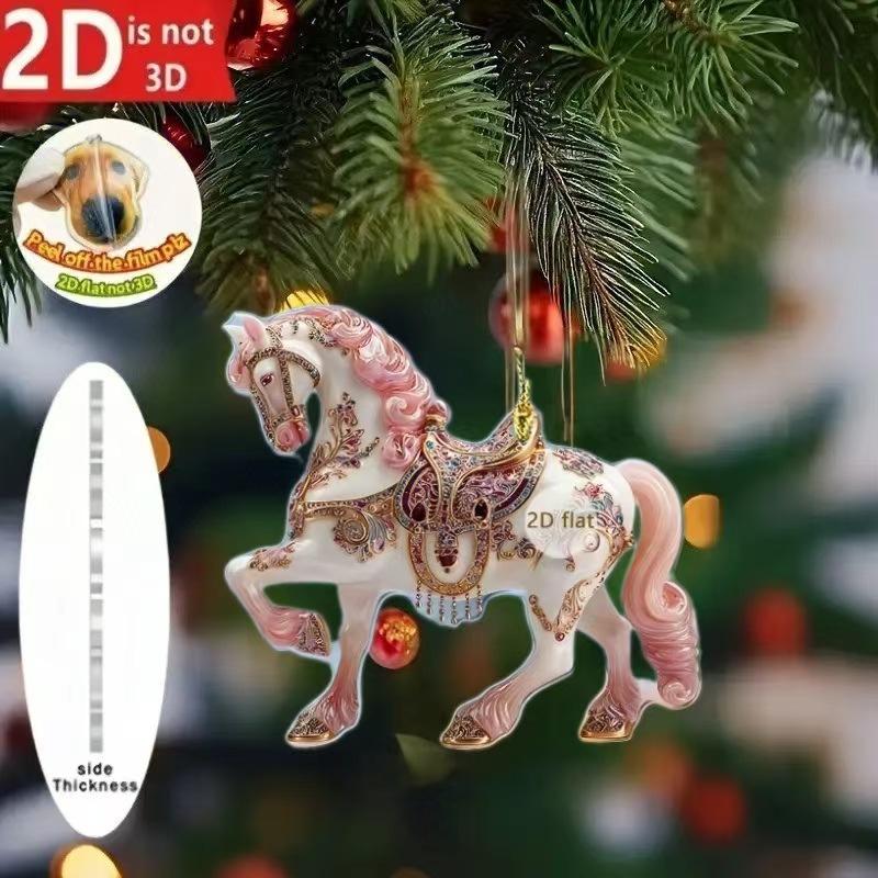 Christmas Tree Horse Ornaments Xmas Metallic Rhinestones Horse Christmas Hanging Horse Ornaments Gifts Home Decoration