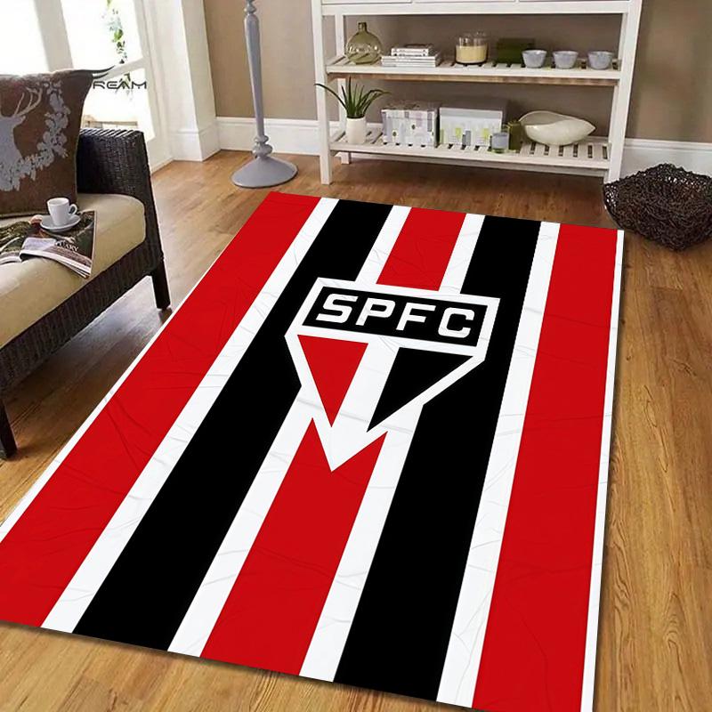 Sao Paulo FC2 Flannel Pattern Square Carpet,Area Rug,Carpet Rug for Living Room Bedroom Sofa Playroom Decor,Non-slip Floor Mat