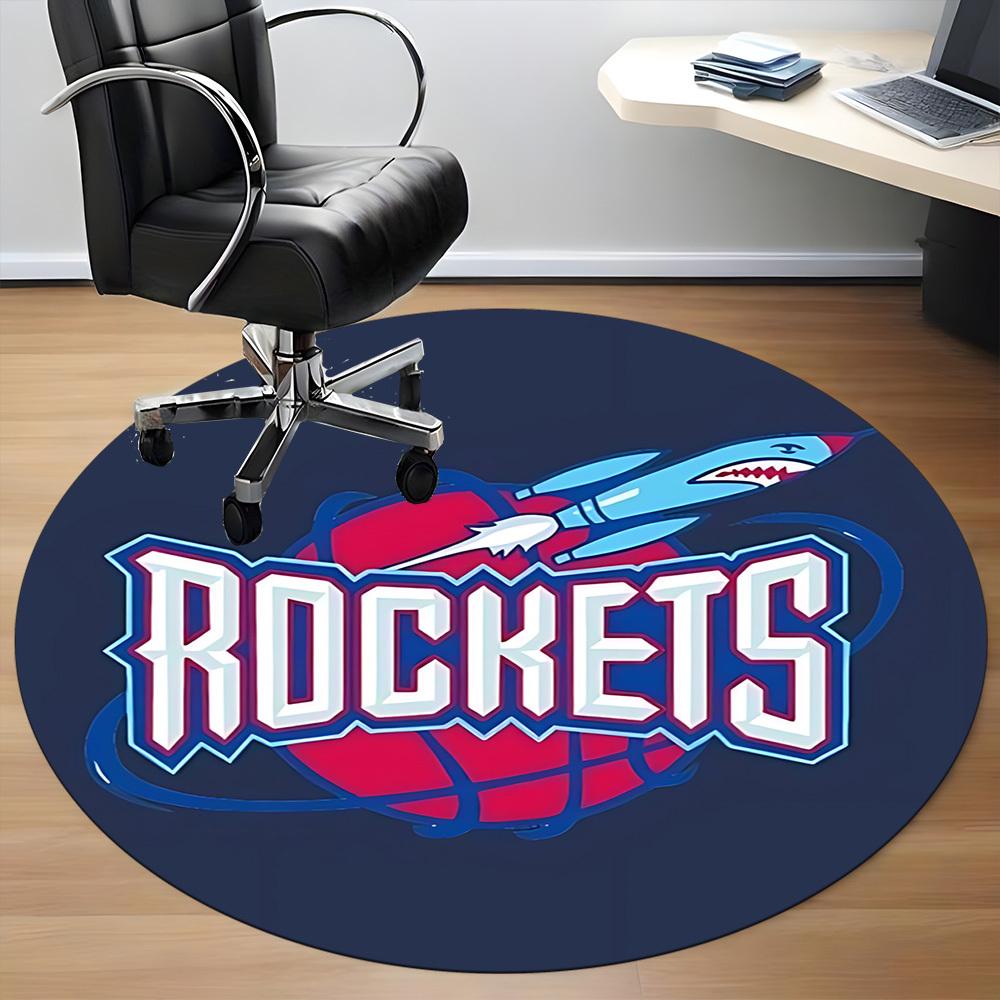 1pc Rockets Basketball Office Round Area Rug,  Under Office Chairs Bedroom Living Room Home Decor a0926188