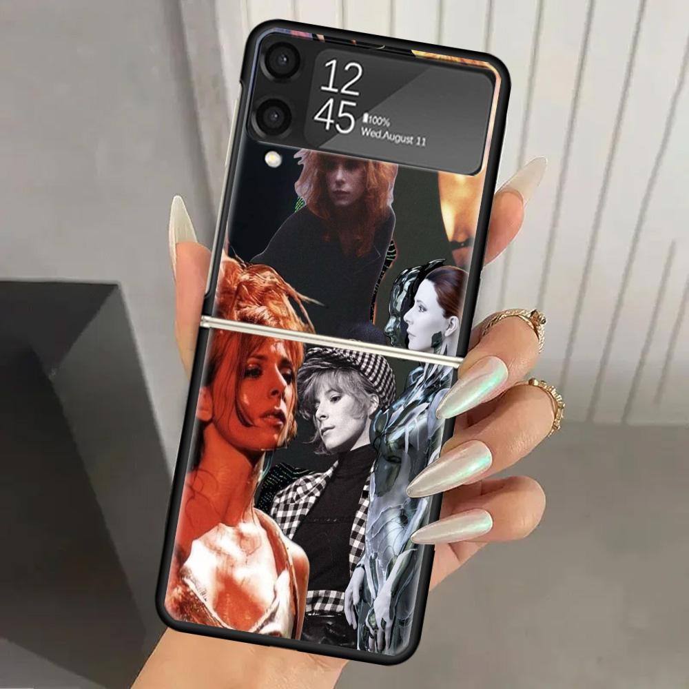 Mylene Farmer Hard PC Phone Case For Samsung Galaxy Z Flip 7 6 5 4 3 Black ZFlip7 ZFlip6 Flip5 Flip4 Flip3 5G Print Cover