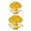 Feng Shui Citrine Money Tree Artificial Bonsai Statue Chinese Decoration for Apartment Living Room Tabletop Decor