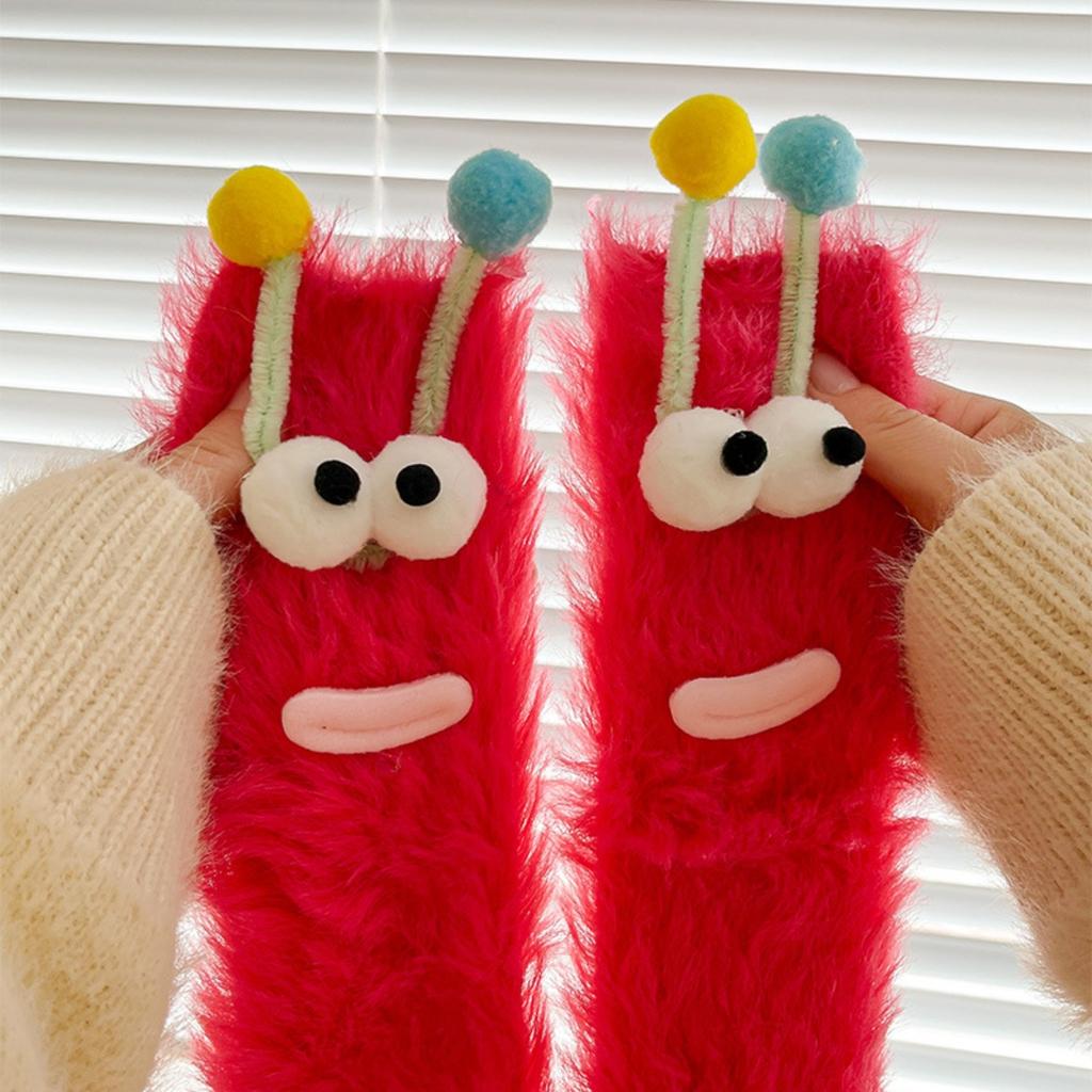 Raupen Plüsch Bodensocken, Lustige Tier Kniehohe Haussocken, Ultraweich für Damen Herren Jugendliche, Gemütliches Unisex Geschenk Weihnachtsstrumpf