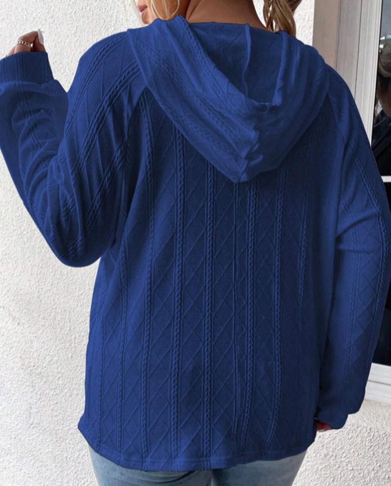 European and American Women's Jacquard Plus Size Hooded Sweatshirt - 2023 Autumn/Winter Collection