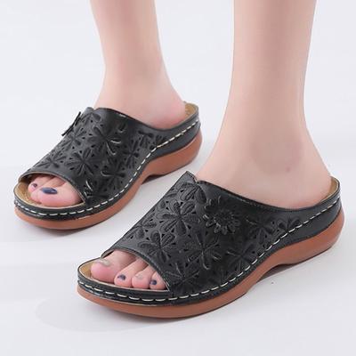 Lucyever Vintage Flower Women's Platform Slippers 2024 Summer Open Toe Wedges Sandals Woman Comfy Plus Size Casual Shoes 35-43