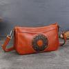 Totem Geprägte Damenhandtasche Echtes Leder Vielseitig Retro Weiches Rindsleder Schulter Umhängetasche