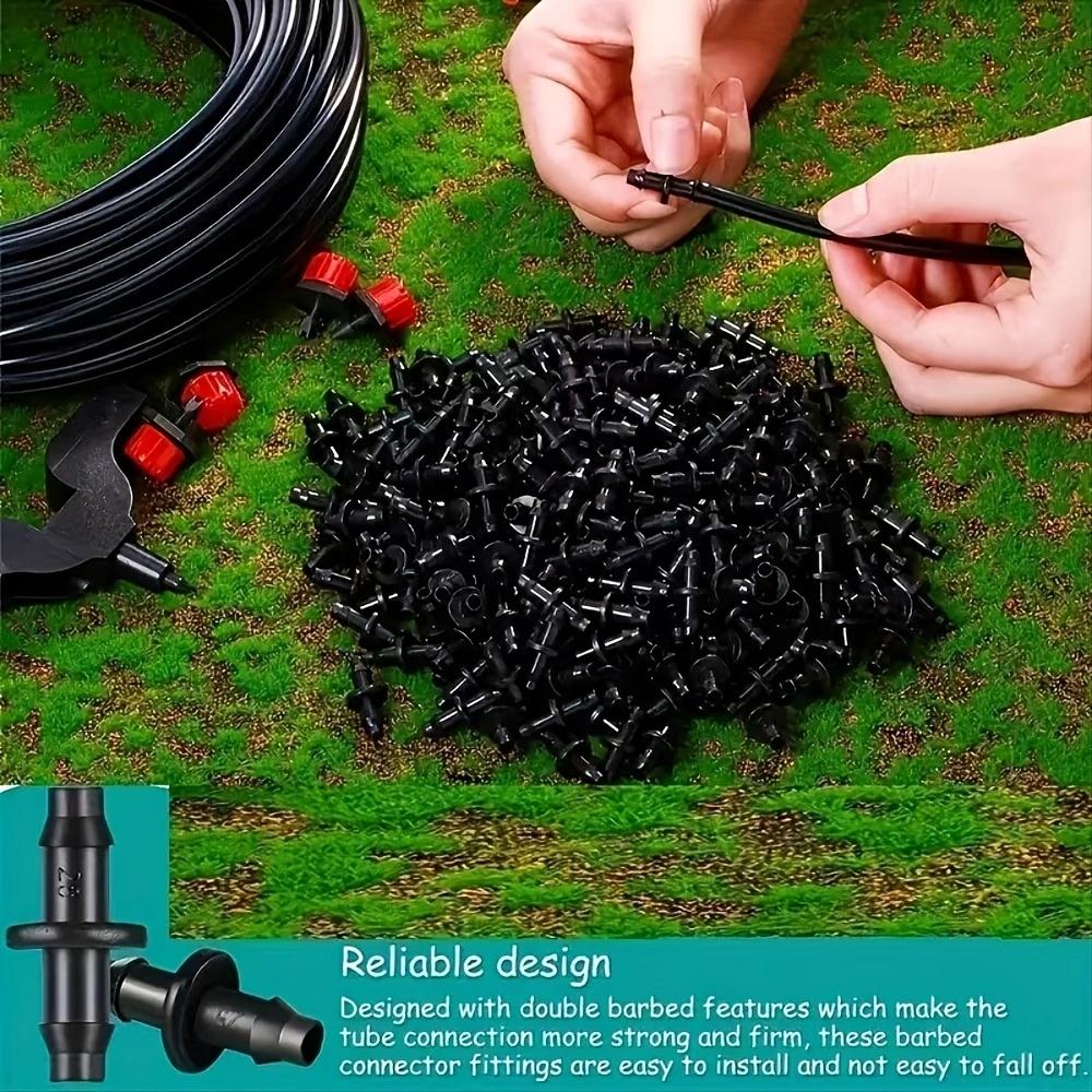 200Pcs Irrigation Tubing Connectors Barbed Straight Coupler for 1/4 Inch Drip Hose