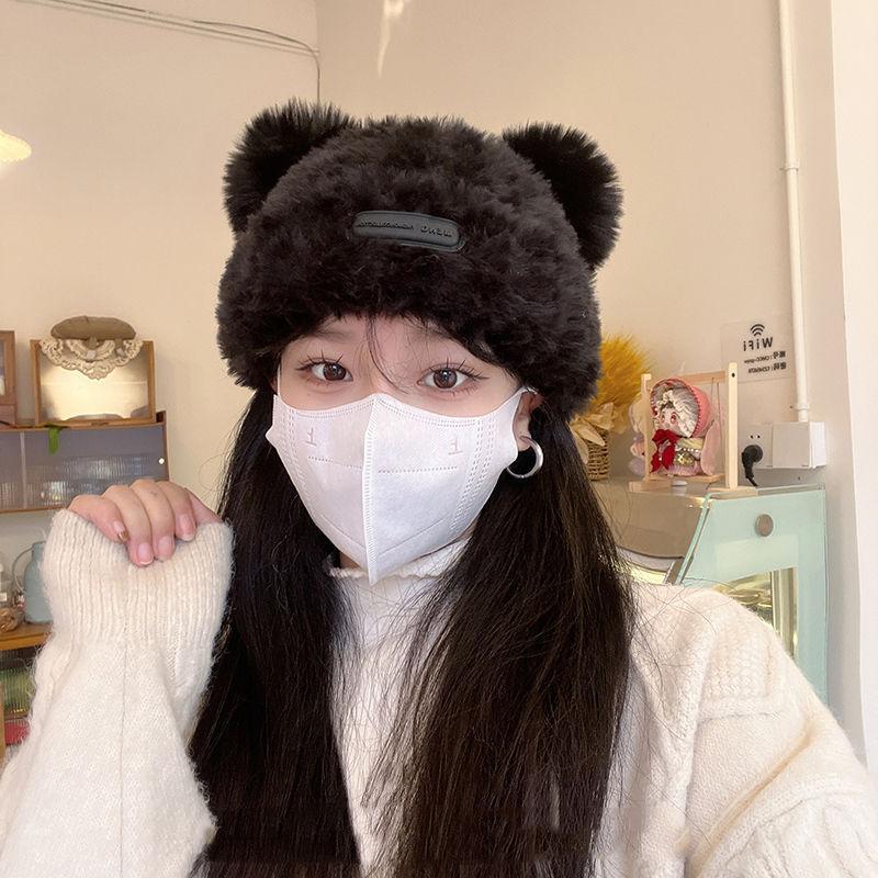 Übergroßer Flauschiger Bärenhut Damen Winter Strickmütze Verdickt Grobstrick Häkeln Fleece Kopfbedeckung Niedlich Herbst Warm Ein Muss