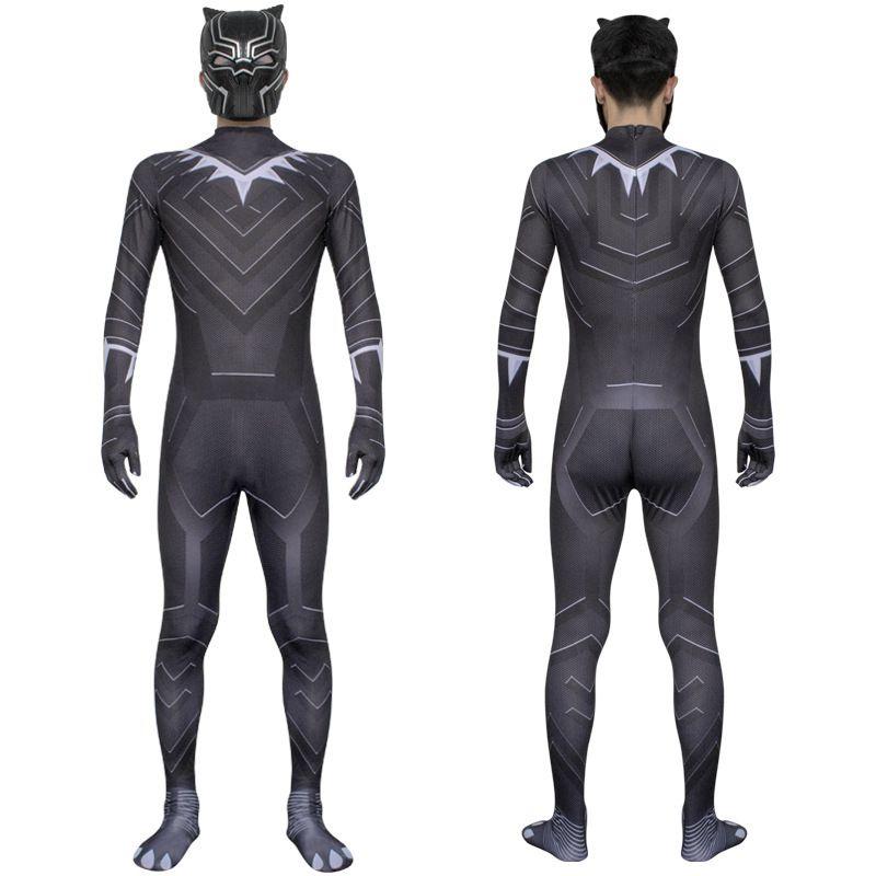Halloween Costume 2018 Black Panther Necklace Jumpsuit Mask Fancy Dress Cosplay