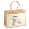 Beach Bag - PLANETEE - Jute with Pocket Martin Definition - Cotton - 43x33 Cm - Shoulder Straps