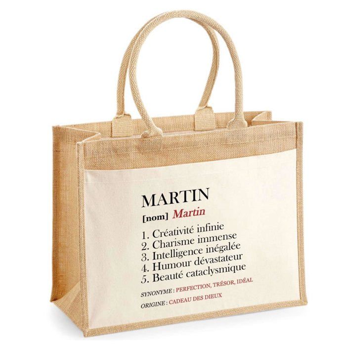 Sac de plage - PLANETEE - jute avec poche Martin Définition - Coton - 43x33 cm - Anses bandoulière