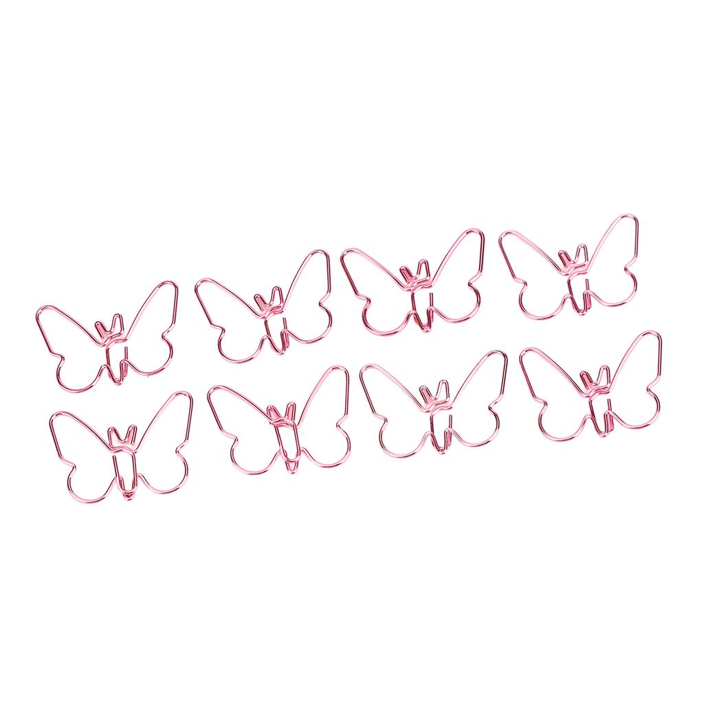 50Pcs Pink Butterflies Paperclip Cartoon Color Plating Innovative Cute Paperclips for Office Home