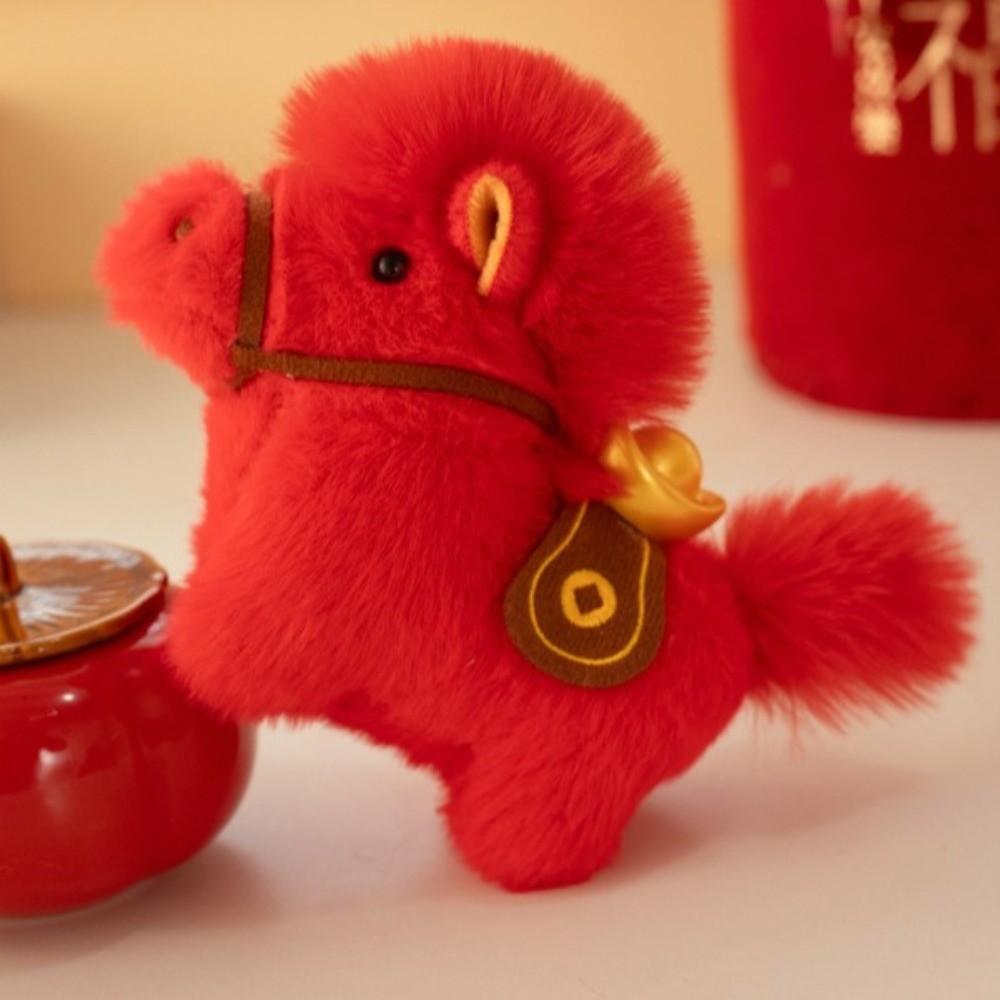 Cute Plush Horse Keychain Creative Chinese New Year Gift Funny Yuanbao Pony Pendant  Birthday Gift