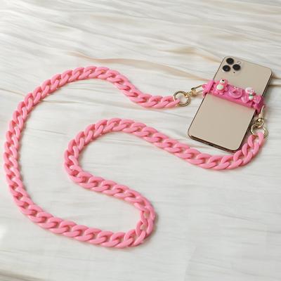 New Phone Accessory Detachable Parts Chain Candy Neon Crossbody Resin Luxury Strap Phone Case Chains Acrylic Shoulder Lanyard Hanging Chain