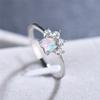 Cute Female Small Blue White Fire Opal Stone Ring  Vintage Dog Cat Paw Claw Heart Wedding Jewelry For Women