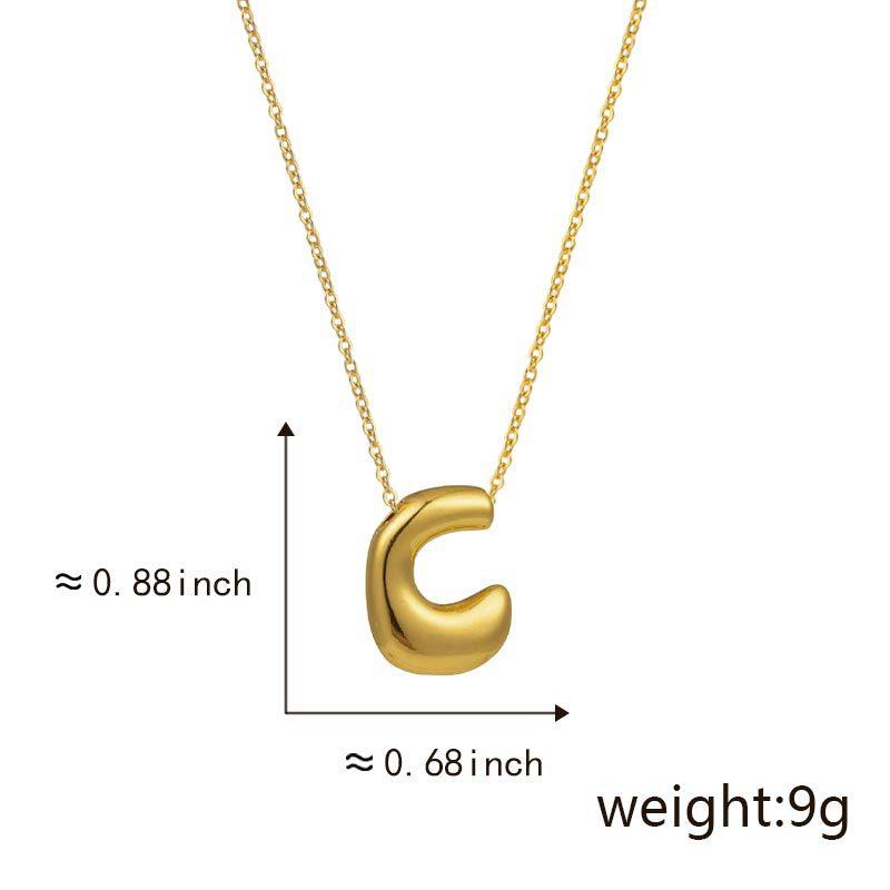 Cute Smooth Letter Necklace, Chubby Pendant, European and American Fashionable and Simple Collarbone Chain