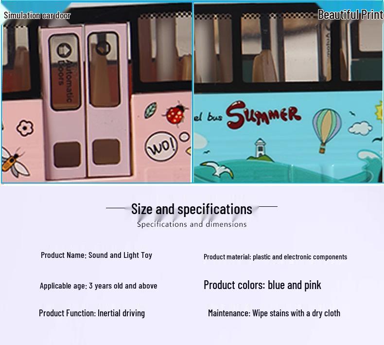 Children's Double-Decker Bus Toy: Convertible Police/Sightseeing Model with Openable Doors, Sound, Light & Inertial Motion