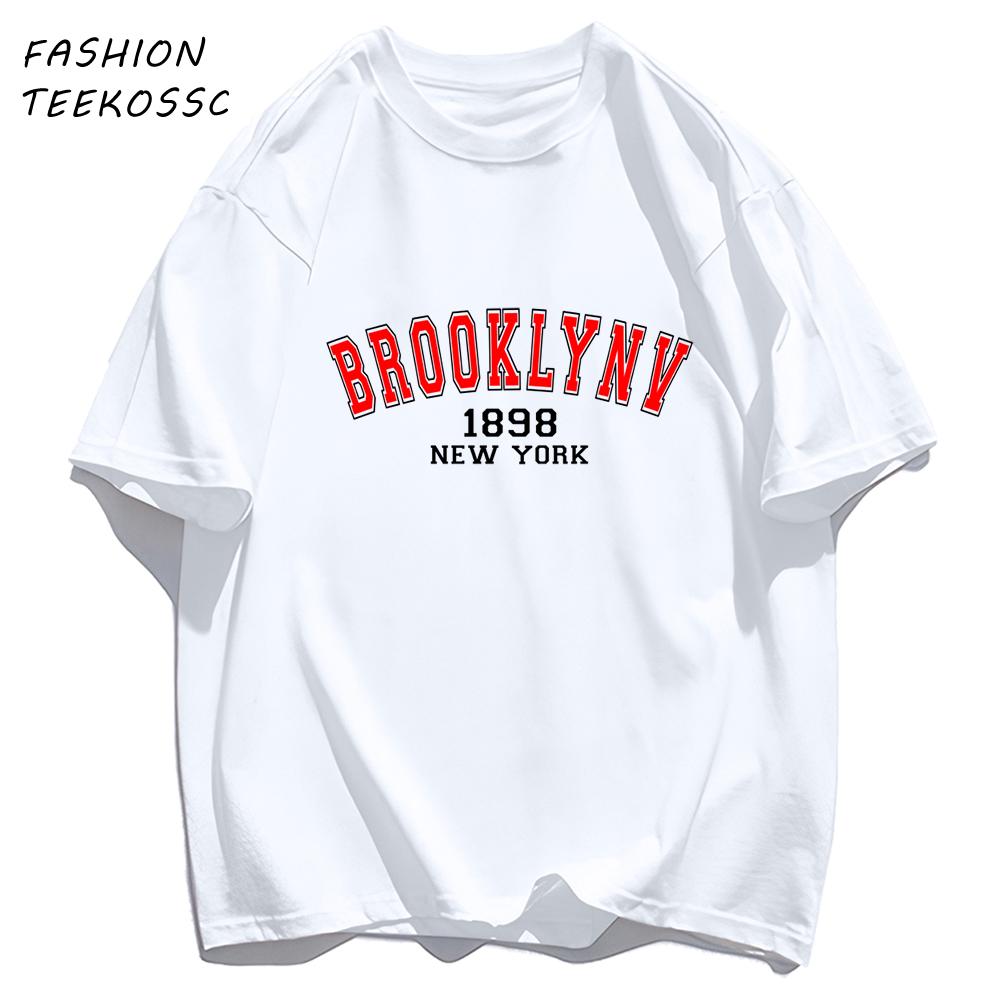 Brooklyn 1898 New York Men Basics TShirt Casual AllMatch Short Sleeve Cotton Oversized Sportswear Summer Crewneck T Shirts