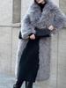 2024 European & American Gray Lapel Long Plush Coat - New Warm, Thick, Furry Outerwear for Autumn & Winter
