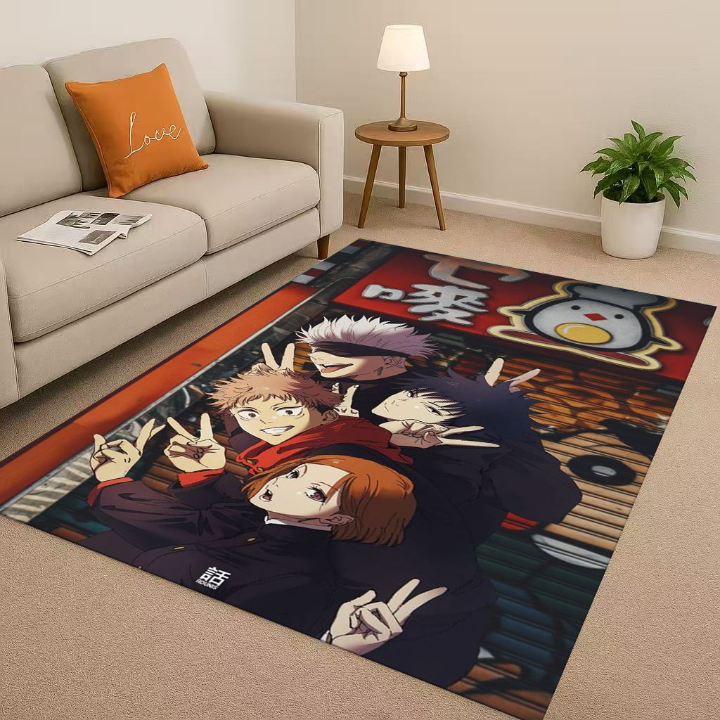 Anime Jujutsu Kaisen Cartoon Itadori Yuj Living Room Non-Slip Area Rug Carpet for Bedroom Playroom Sofa,Home Decor Doormat KID