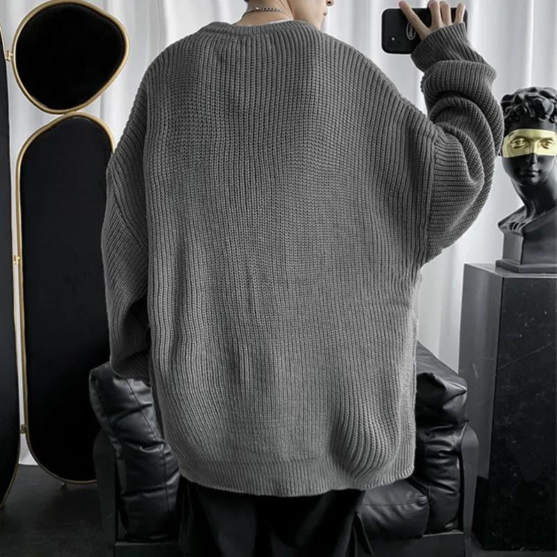 Vinter varm og komfortabel løs genser menns allsidig genser med fortykket bunn