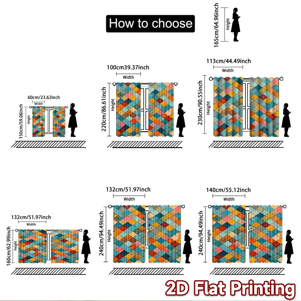 2D flat Photography Backdrop Background cloth Colorful Geometric Squares (2) 100% Polyester Festive Holiday for Holiday home