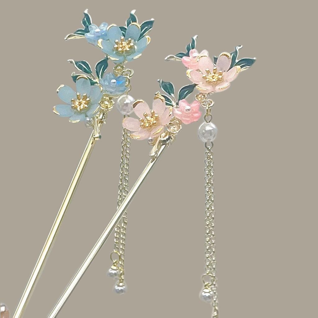 Hair Clasp Sticks with Flower Pendant Stable Grips Bridal Hair Jewelry Accessories for Women Girls and Hairdressing Salon