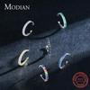 Modian 1PC tęczowy nausznik 925 srebro moda unikalne koło małe klipsy kolczyki dla kobiet dziewczyna piękna biżuteria akcesoria