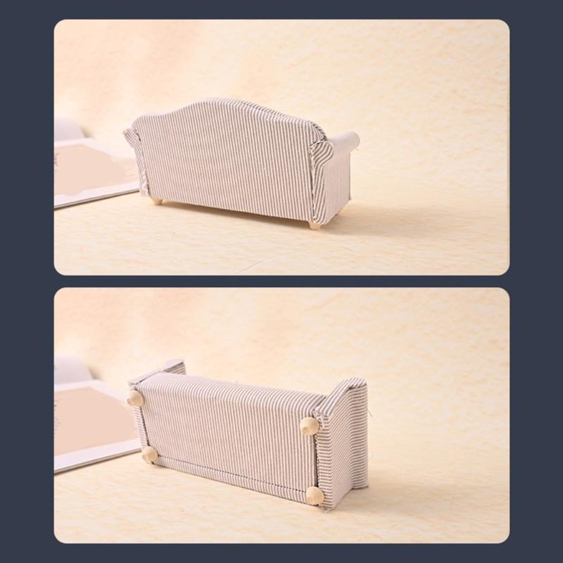 Handmade Miniature Sofa Model Figure 1/12 Dollhouses Decorative Accessories Detailed Wooden Furniture for Craft Project