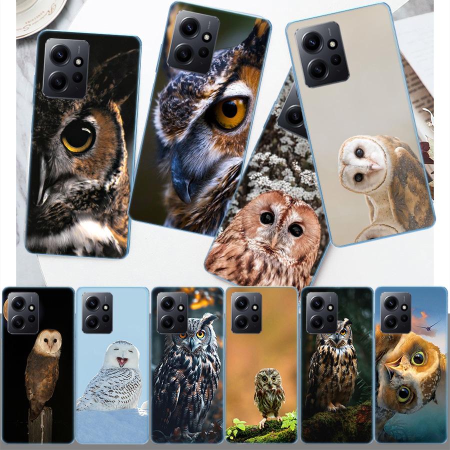 Snow Cute Owl Animal Cover Case For Xiaomi Redmi Note 12S 12 11 Pro Plus 11T 11S 10 5G 10S 9 9T 9S 8 8T 7 5 Pro TPU Phone Clear