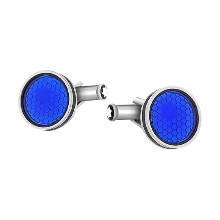 Montblanc Hexagonal Pattern Cufflinks Men Cufflinks Blue 118602 F,Blue