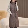 Fashion Winter Women's Long Warm Vest Hooded Can Be Worn On Both Sides Thick Sleeveless Jackets Woman Coat With Belt