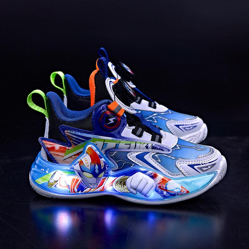 Boys' Light-Up Cartoon Sneakers: 2025 Non-Slip Soft Sole Kids' Running Shoes for Autumn/Winter