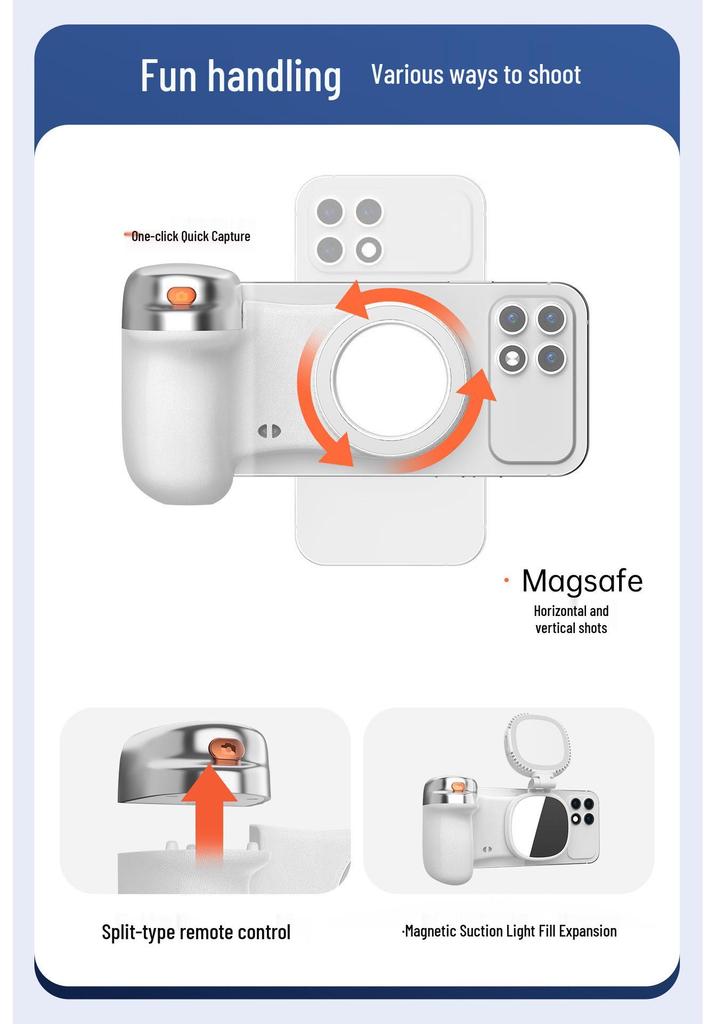 Bluetooth Magnetischer Telefon Fotografie Stabilisator K02 - Universeller Tragbarer Griff für Smartphone Fotoaufnahmen