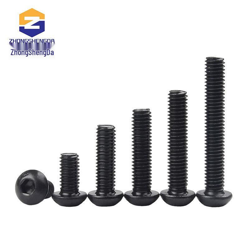 10.9 Grade Black Pan Head Inner Hex Screw Bolt, Mushroom Head, Sizes: M2-M8
