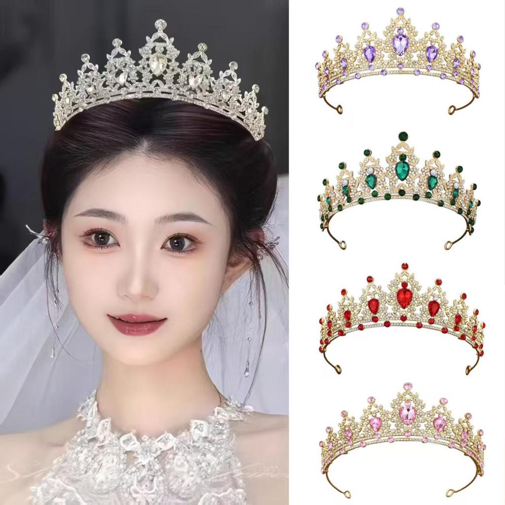 European & American Baroque Rhinestone Bridal Crown Headband - High-End Princess Wedding Gown Accessory