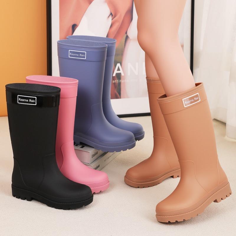 Fashion women's rain boots high tube platform muffin non-slip PVC rain shoes outdoor commuting rainy day rubber shoes travel shoes