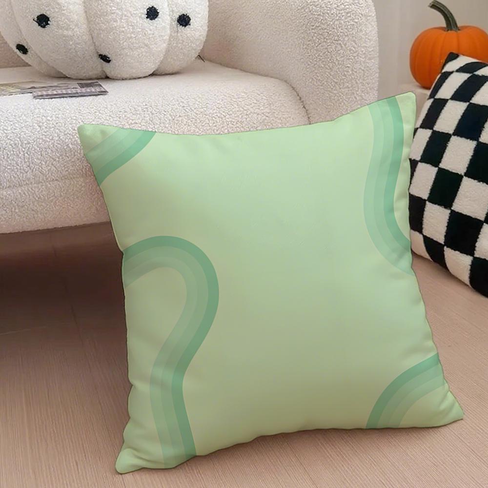 Refreshing Serene Matcha And Mint Green Cushion Cover Throw Pillow Cover Hidden Button Durable Polyester Chair Cushion