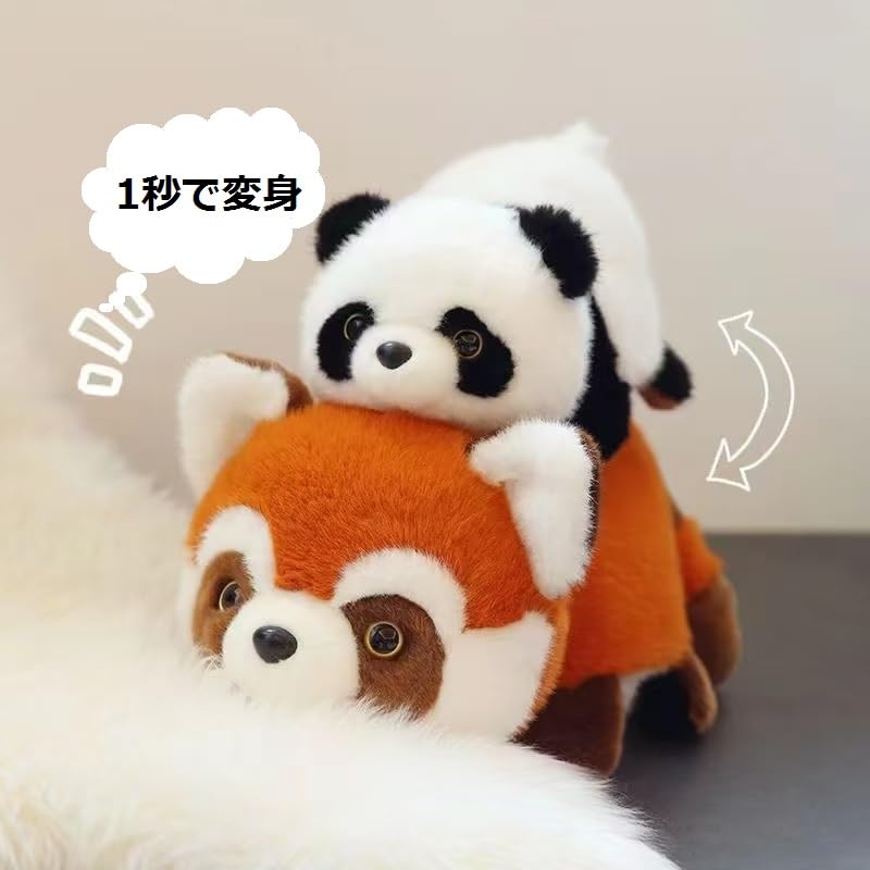 Cute Transforming Plush Birthday Gift [New Model] Double-Sided Toy, Large, (RABBIT-ELLEPHANT) (ORANGE-WHITE)