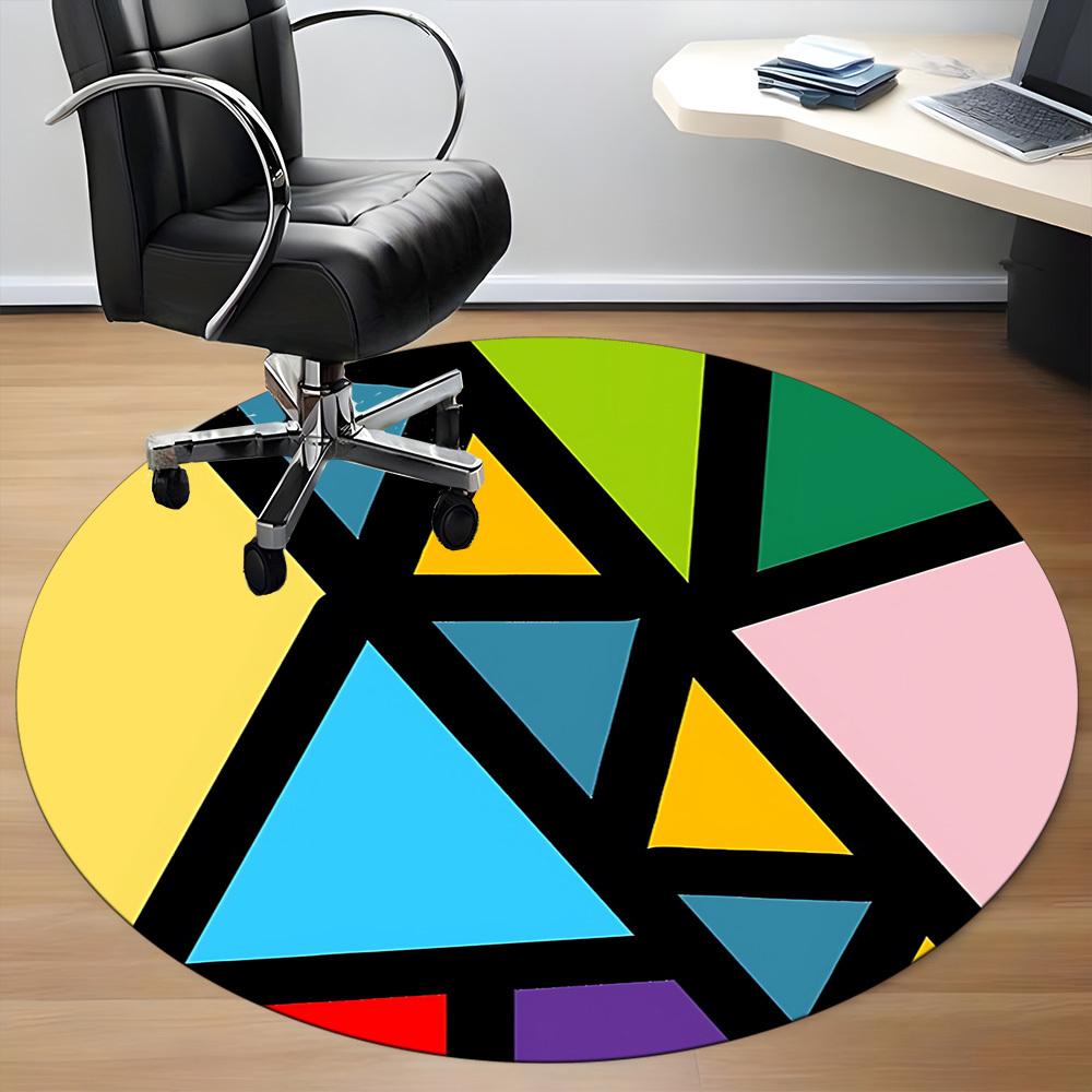 1pc Colorful Geometric Pattern Chair Carpet for Office, Soft Comfortable Mat For Office, Living Room, Bedroom, Machine Washable Carpet yy251112081