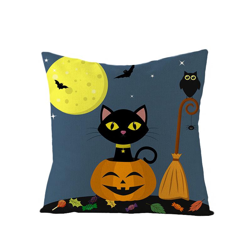 Halloween Pillowcase New Pumpkin Black Cat Series Sofa Cushion Waist Pillowcase Home