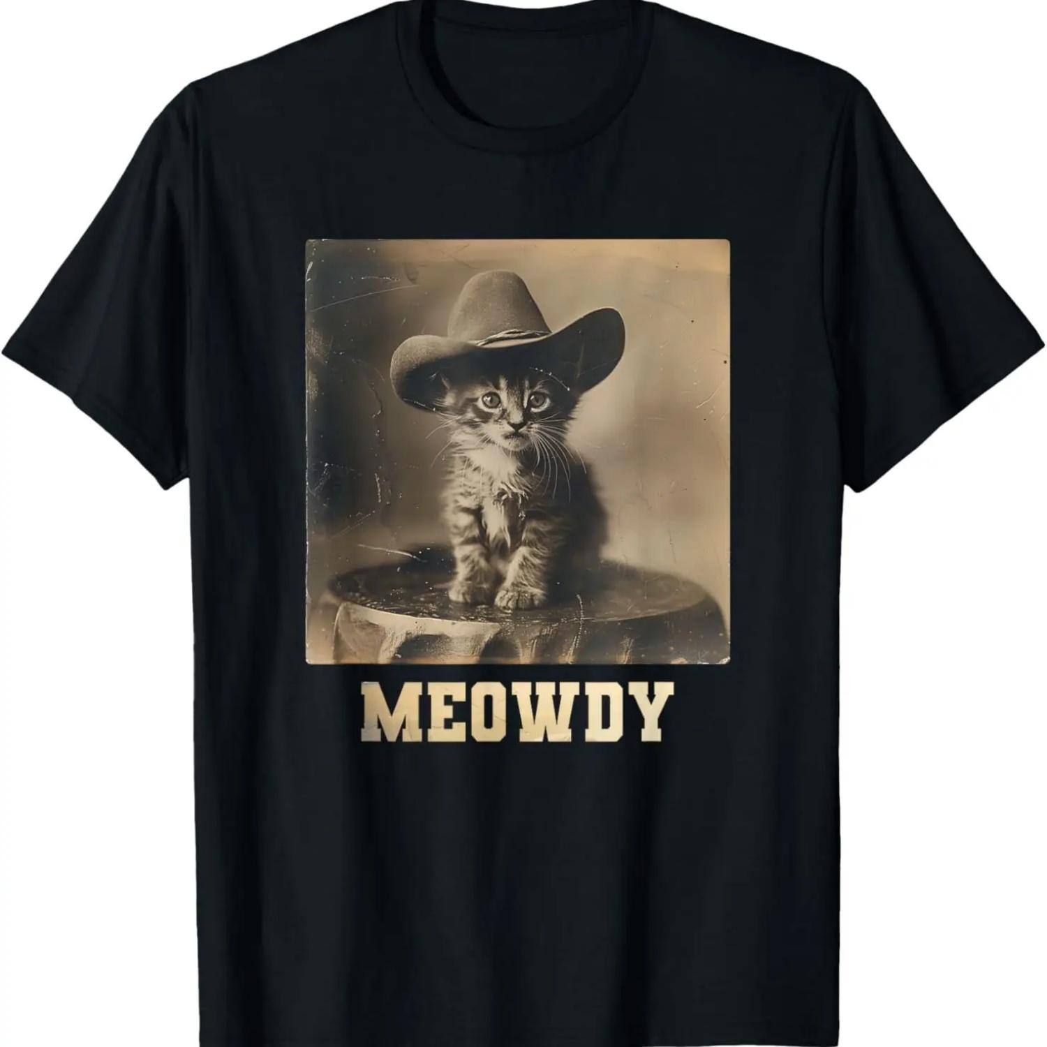 Meowdy Texas Cat Meme T-Shirt S чёрный