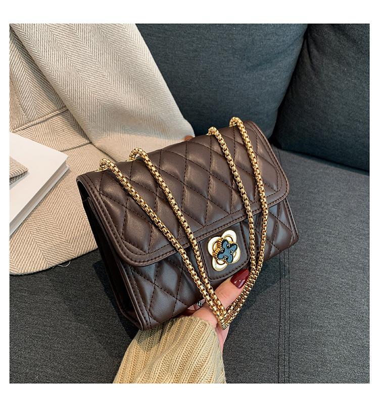 Trendy Urban Chic Small Pu Shoulder Bag With Chain Quilted Design For Women