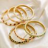 Fashion Enamel Dropped Glaze Flower Texture Closed End Bracelet For Women Retro Gold Copper Metal Bracelet Party Jewelry Gifts