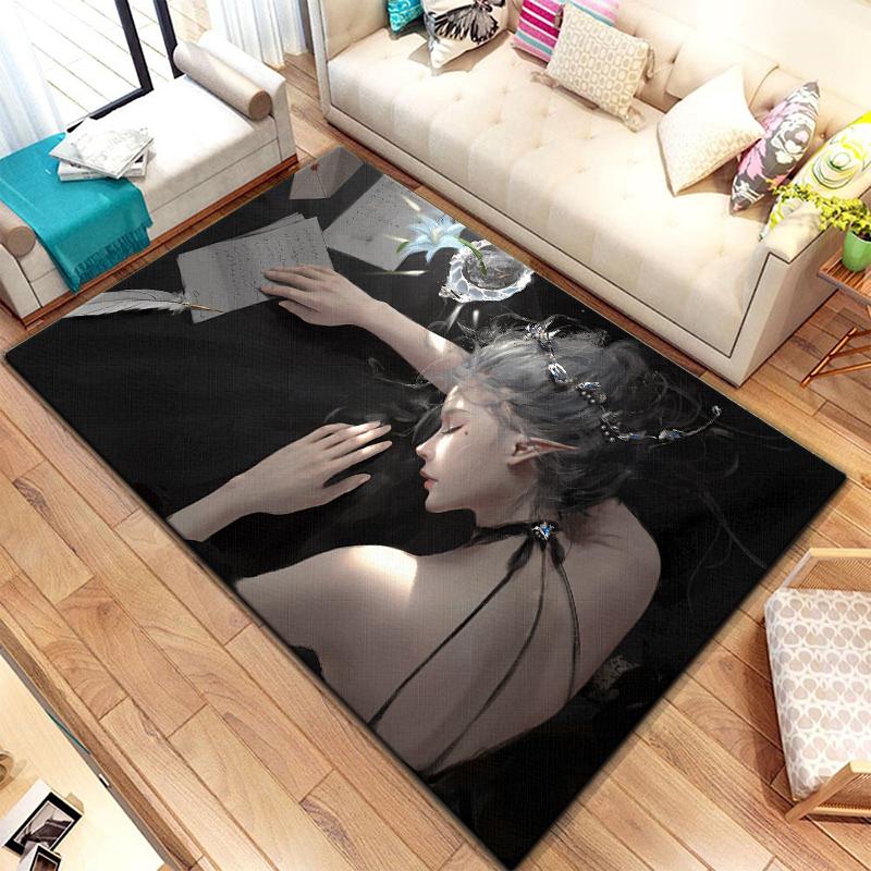 Bivariate ghostblade beautiful Painting Carpet for Living Room Large Area Rug Black Soft Carpet Home Decoration Mats Boho Rugs